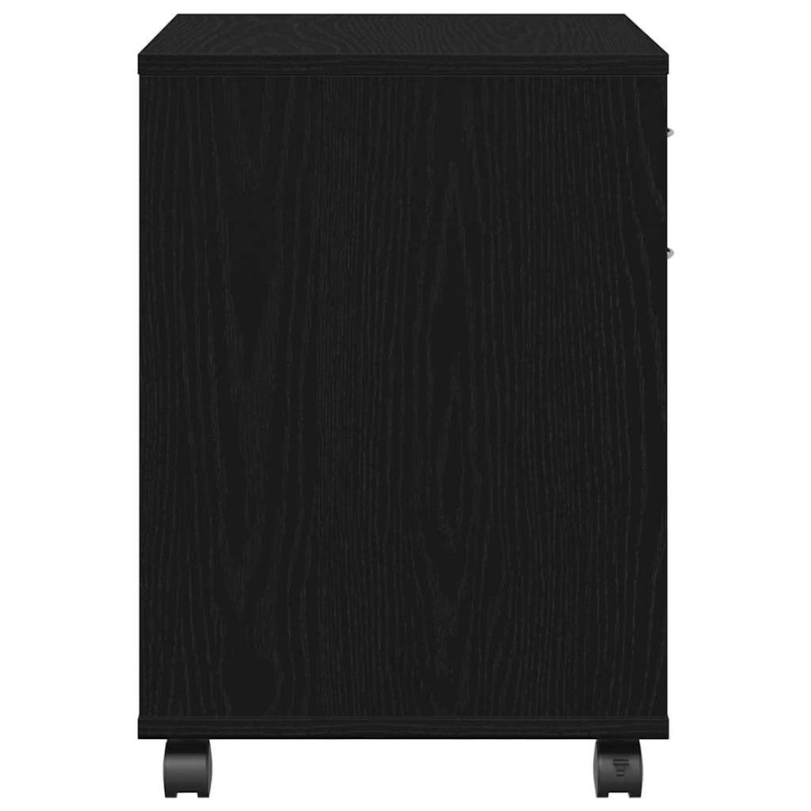 Rolcontainer met wiel Zwart eiken 45 x 38 x 54 cm Bewerkt hout