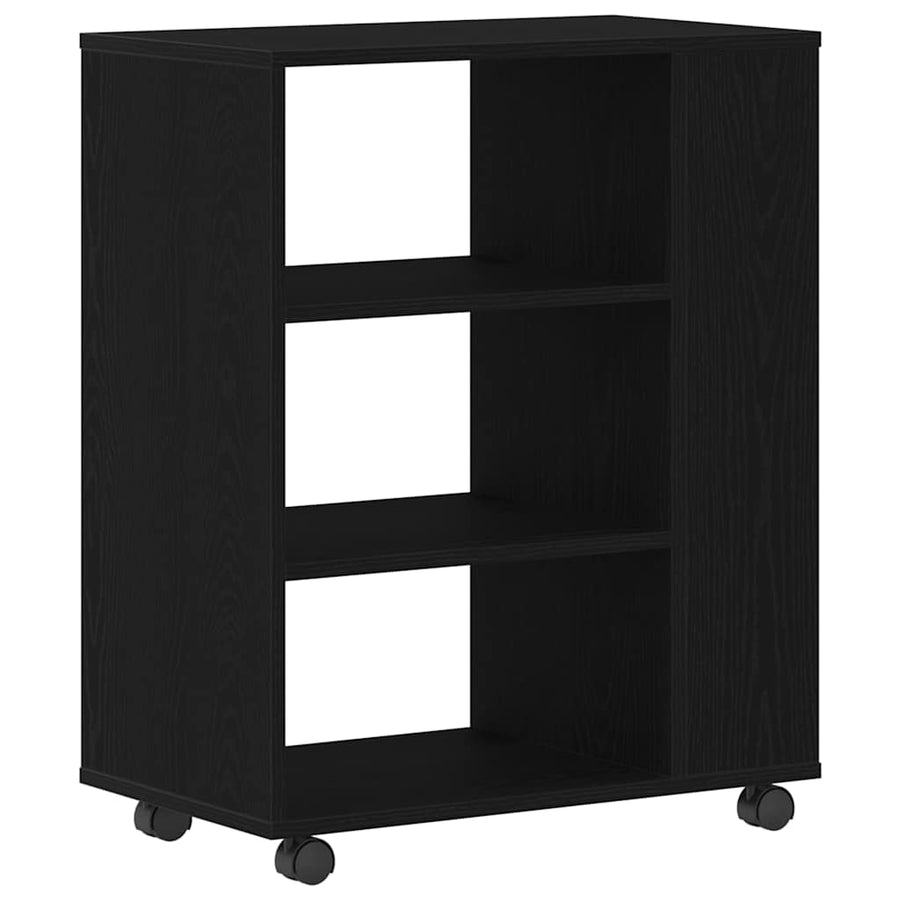 Opbergkast met wiel Zwart Eiken 60 x 35 x 75 cm Bewerkt hout