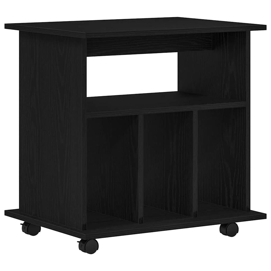 Rolling Kast met wiel Zwart Eiken 60 x 45 x 55 cm Bewerkt hout