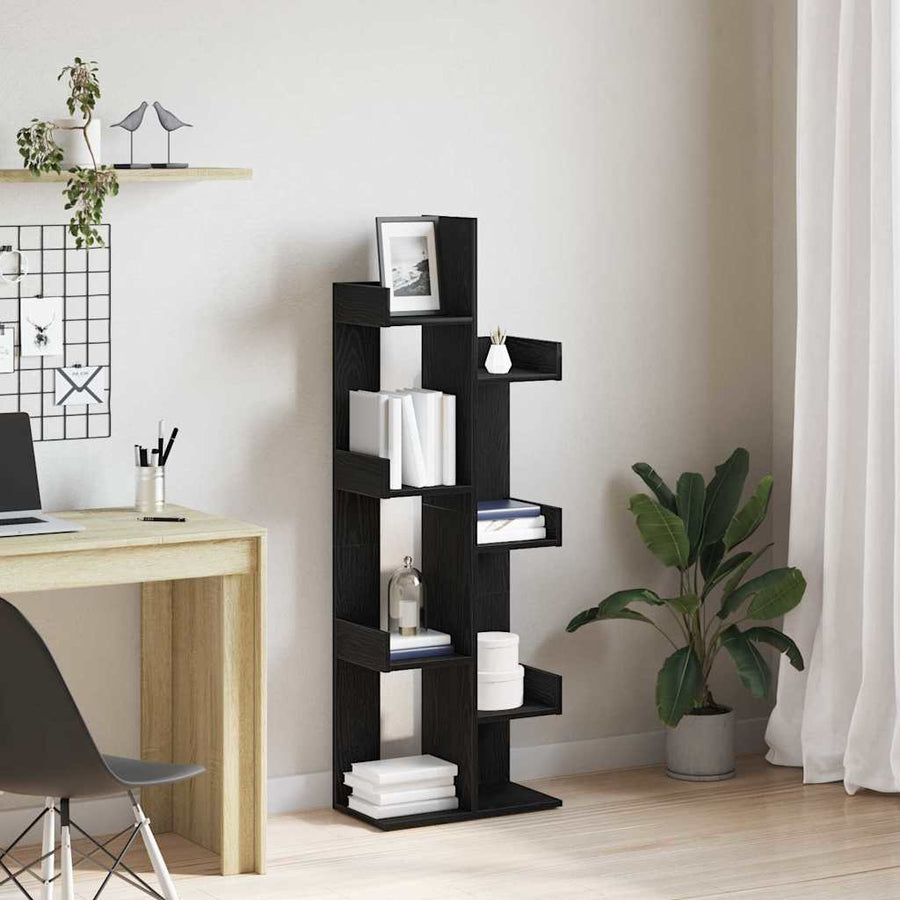 Boekenkast Zwart Eiken 48 x 25,5 x 140 cm Bewerkt hout