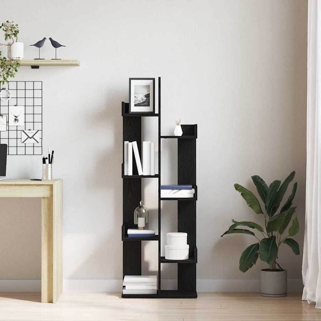Boekenkast Zwart Eiken 48 x 25,5 x 140 cm Bewerkt hout