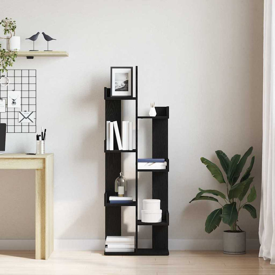 Boekenkast Zwart Eiken 48 x 25,5 x 140 cm Bewerkt hout