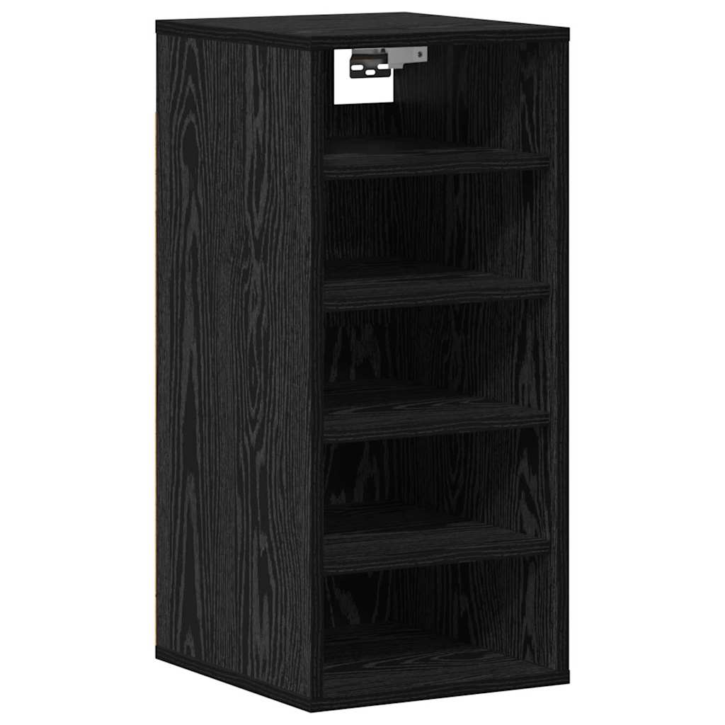 Schoenenkast met plank Zwart Eiken 32 x 35 x 70 cm Bewerkt hout