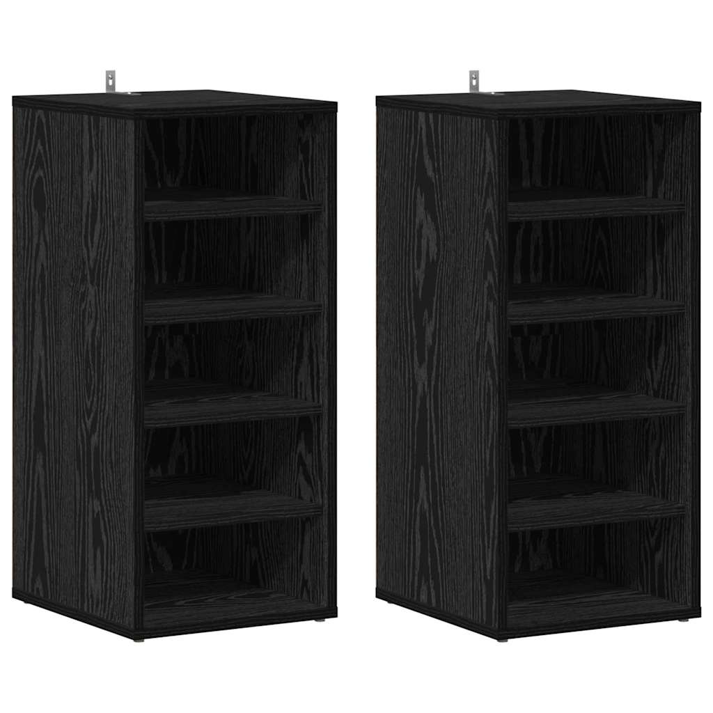 Schoenenkast 2 pcs Zwart Eiken 32 x 35 x 70 cm Bewerkt hout