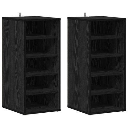 Schoenenkast 2 pcs Zwart Eiken 32 x 35 x 70 cm Bewerkt hout