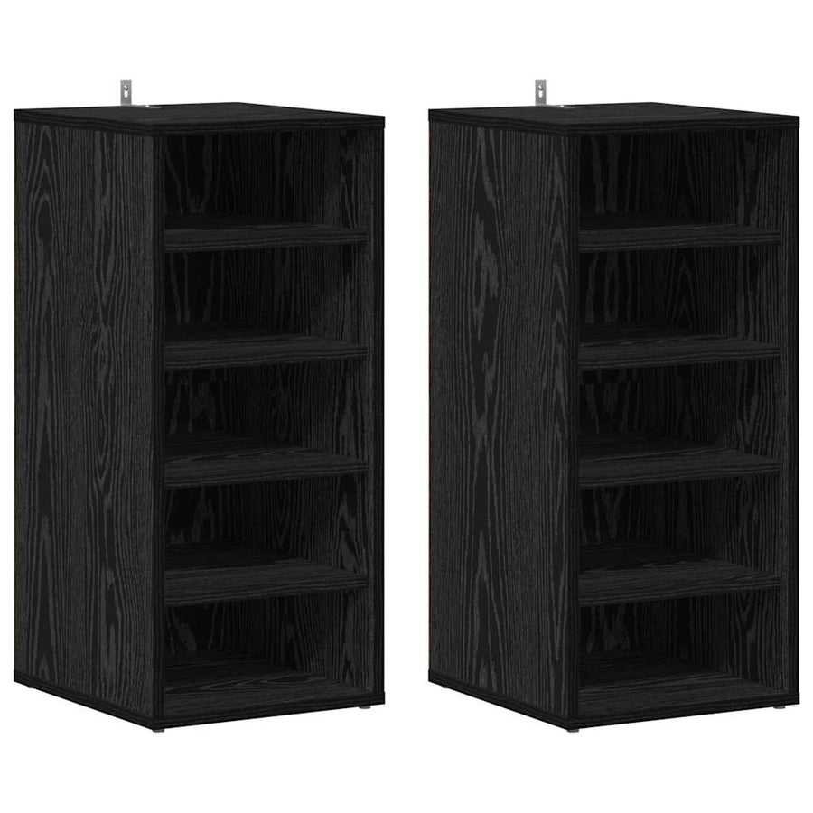 Schoenenkast 2 pcs Zwart Eiken 32 x 35 x 70 cm Bewerkt hout