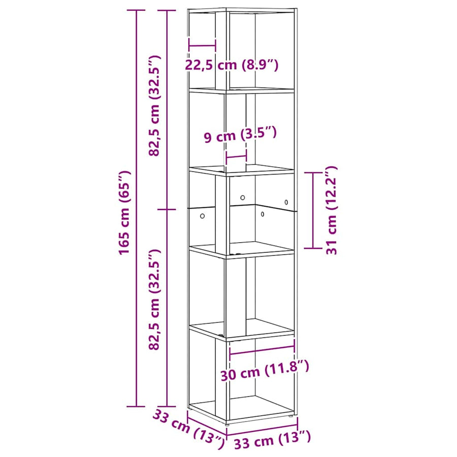 Hoekplanken Zwart Eiken 33 x 33 x 164,5 cm Bewerkt hout