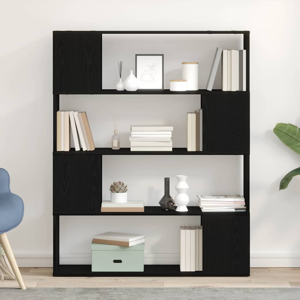 Tv-meubelset Zwart Eiken 100 x 24 x 124,5 cm Bewerkt hout