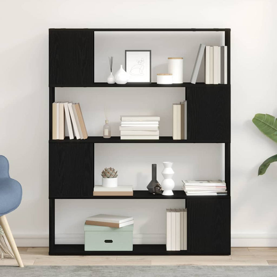 Tv-meubelset Zwart Eiken 100 x 24 x 124,5 cm Bewerkt hout