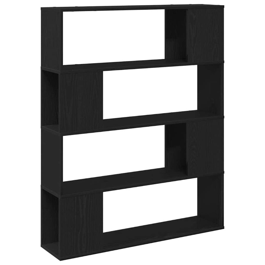Tv-meubelset Zwart Eiken 100 x 24 x 124,5 cm Bewerkt hout