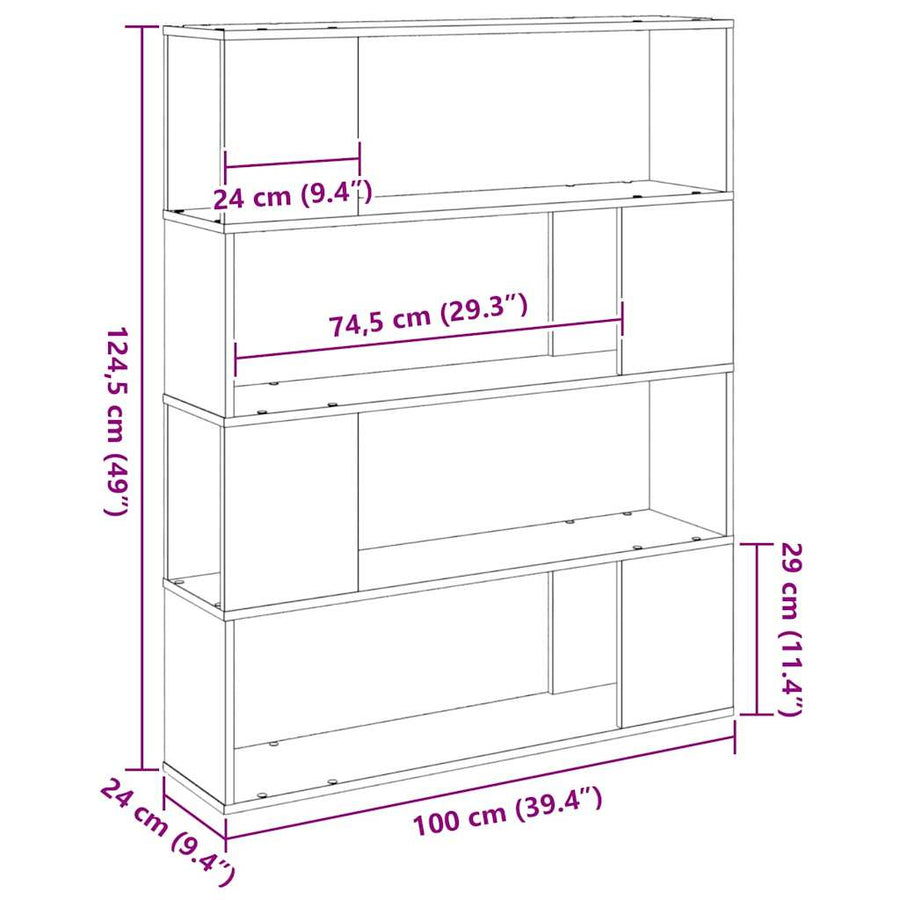 Tv-meubelset Zwart Eiken 100 x 24 x 124,5 cm Bewerkt hout