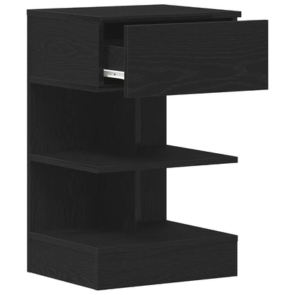 Nachtkastje met lade Zwart Eiken 40 x 35 x 65 cm Bewerkt hout