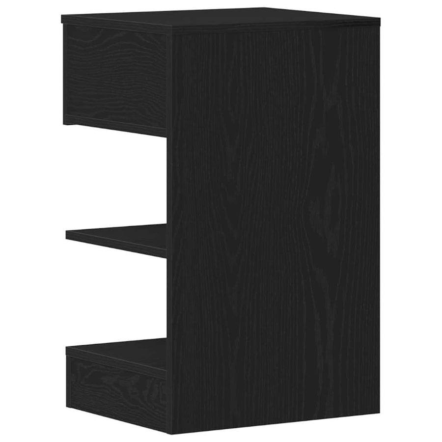 Nachtkastje met lade Zwart Eiken 40 x 35 x 65 cm Bewerkt hout