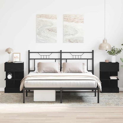 Nachtkastje 2 pcs Zwart Eiken 40 x 35 x 65 cm Bewerkt hout