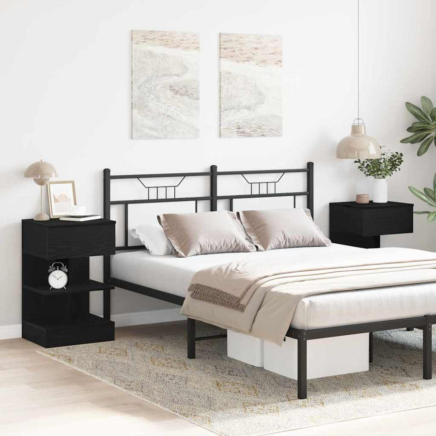 Nachtkastje 2 pcs Zwart Eiken 40 x 35 x 65 cm Bewerkt hout