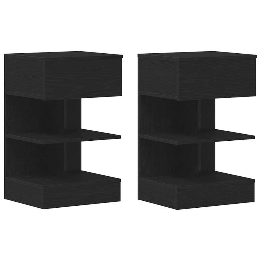 Nachtkastje 2 pcs Zwart Eiken 40 x 35 x 65 cm Bewerkt hout