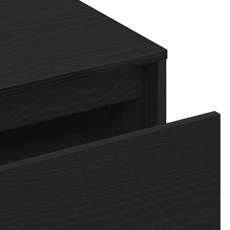 Halbank met lade Zwart Eiken 80 x 40 x 45 cm Bewerkt hout