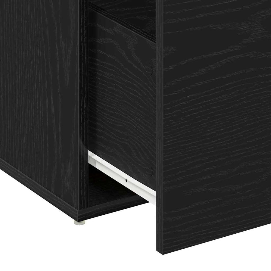 Halbank met lade Zwart Eiken 80 x 40 x 45 cm Bewerkt hout