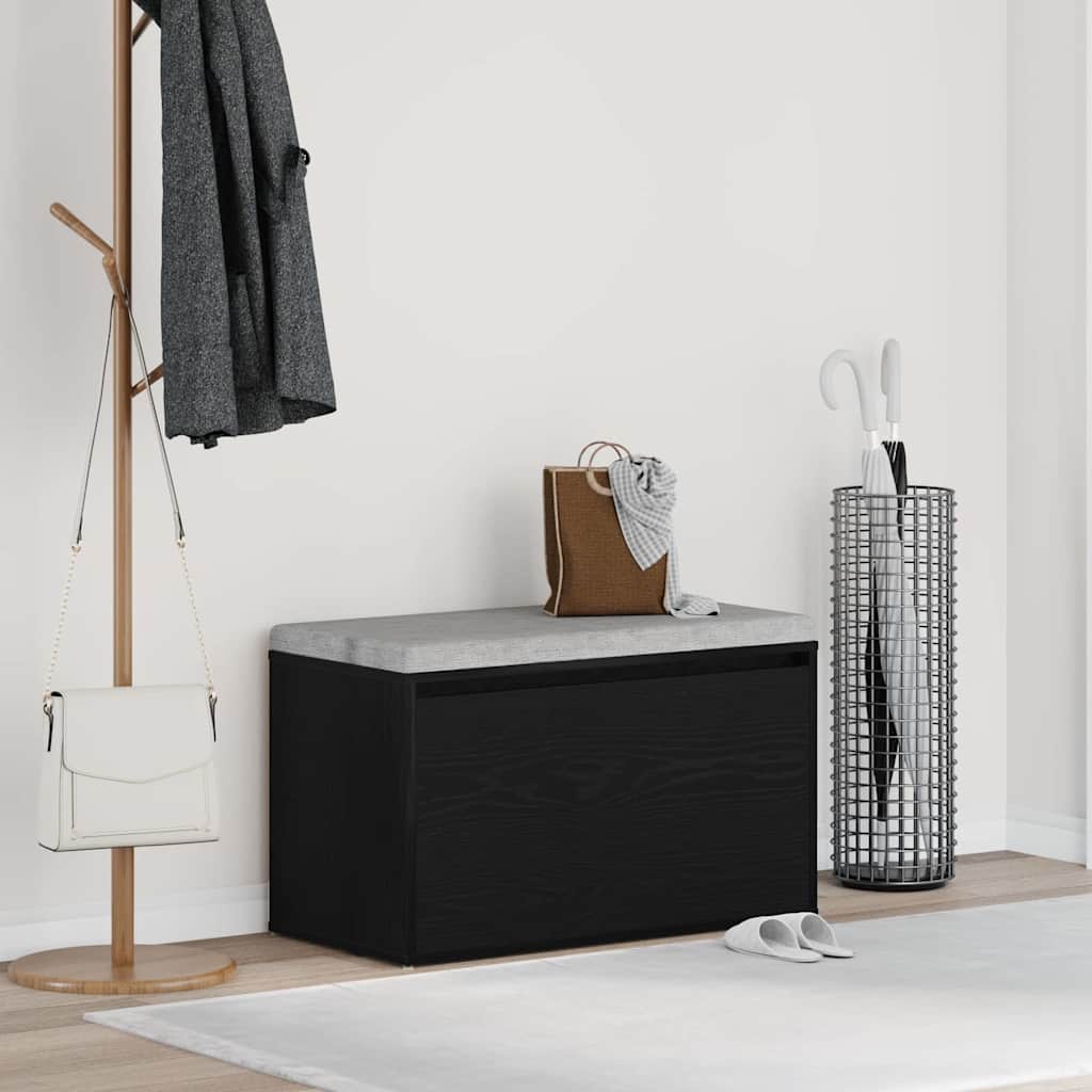 Halbank met lade Zwart Eiken 80 x 40 x 45 cm Bewerkt hout