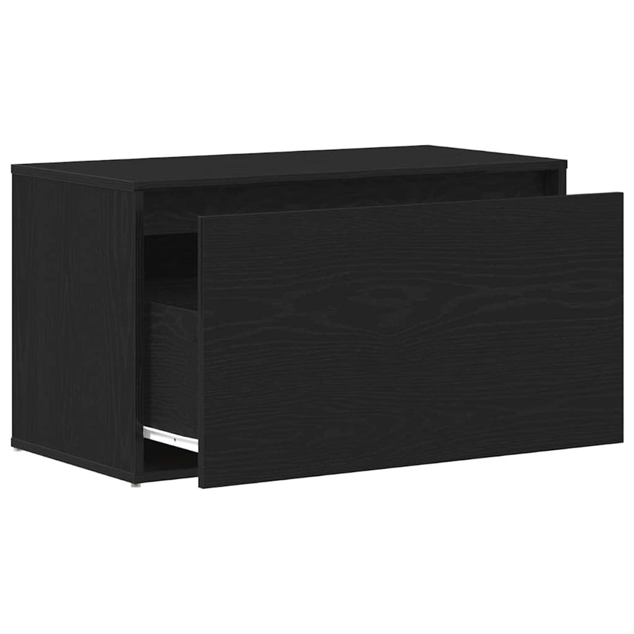 Halbank met lade Zwart Eiken 80 x 40 x 45 cm Bewerkt hout