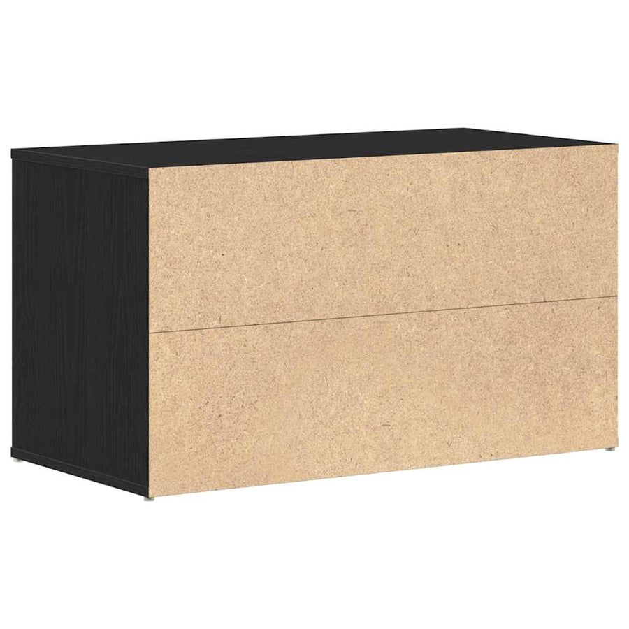 Halbank met lade Zwart Eiken 80 x 40 x 45 cm Bewerkt hout