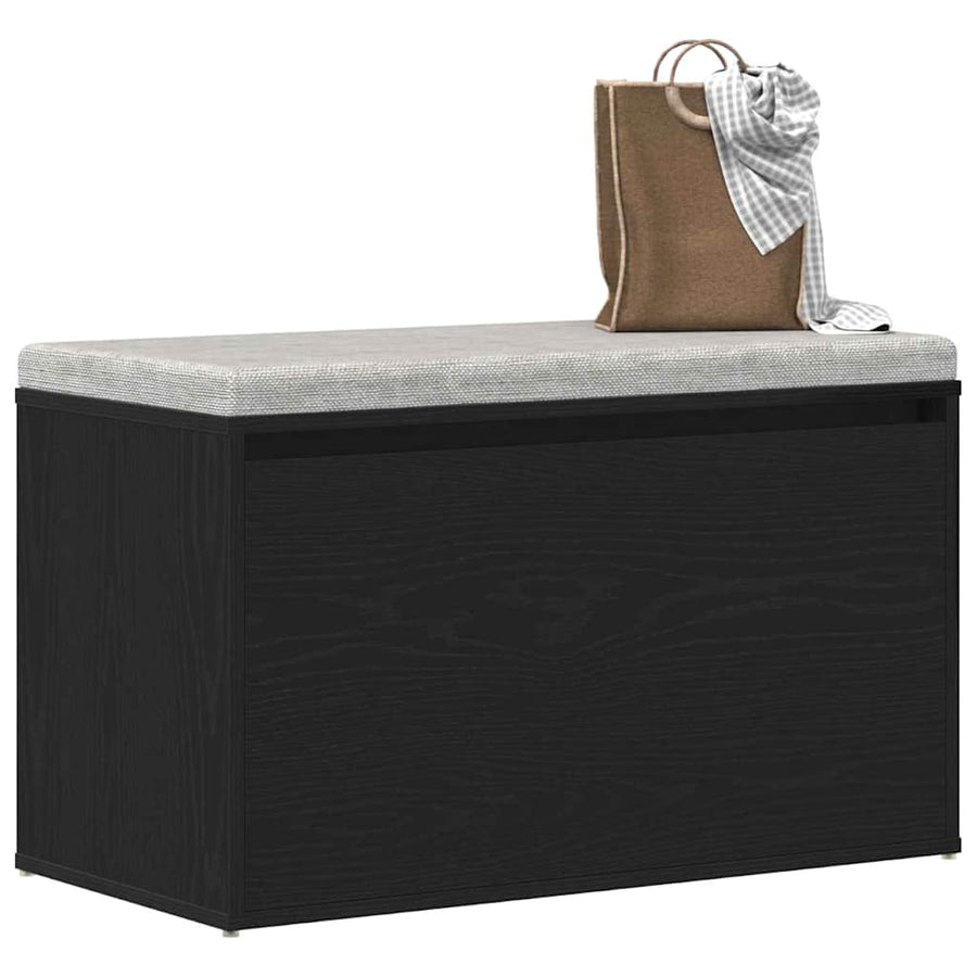 Halbank met lade Zwart Eiken 80 x 40 x 45 cm Bewerkt hout