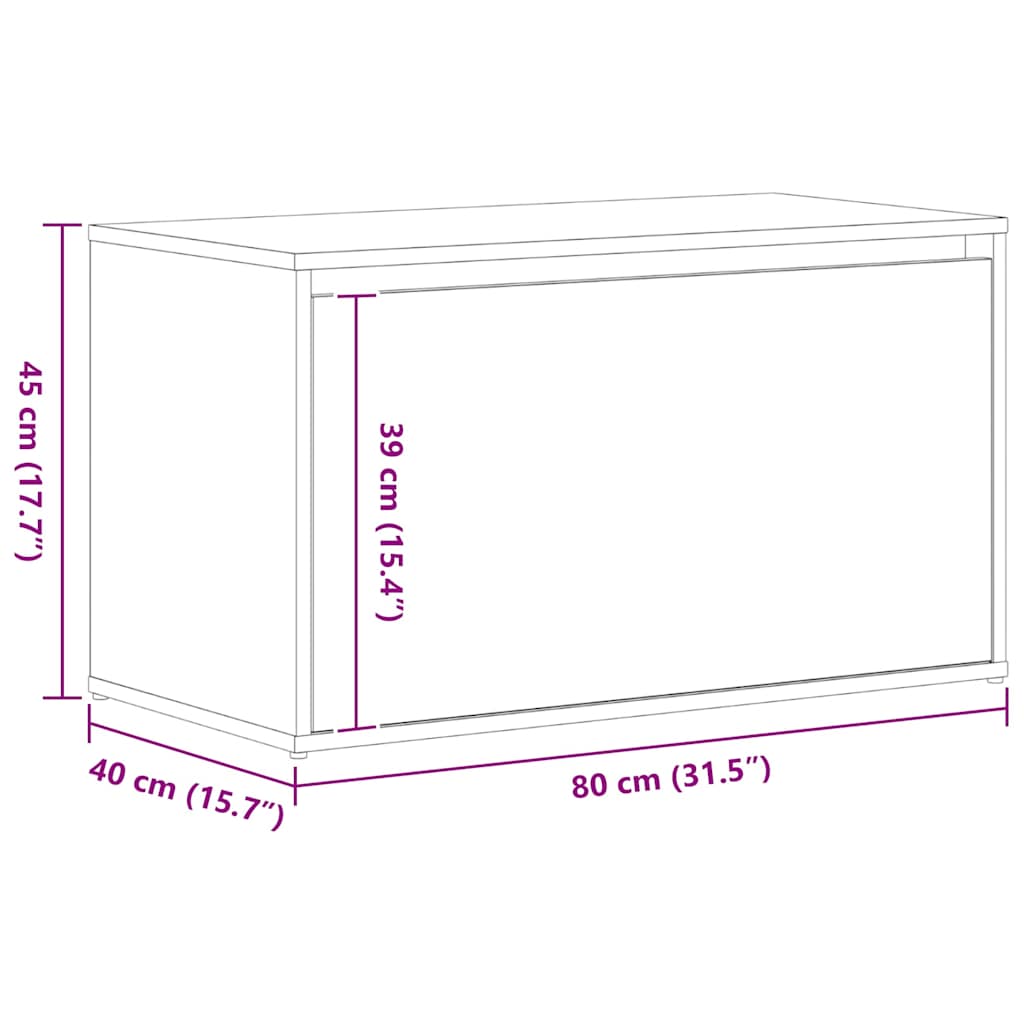 Halbank met lade Zwart Eiken 80 x 40 x 45 cm Bewerkt hout