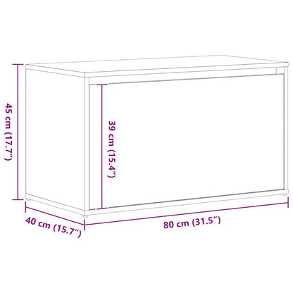 Halbank met lade Zwart Eiken 80 x 40 x 45 cm Bewerkt hout