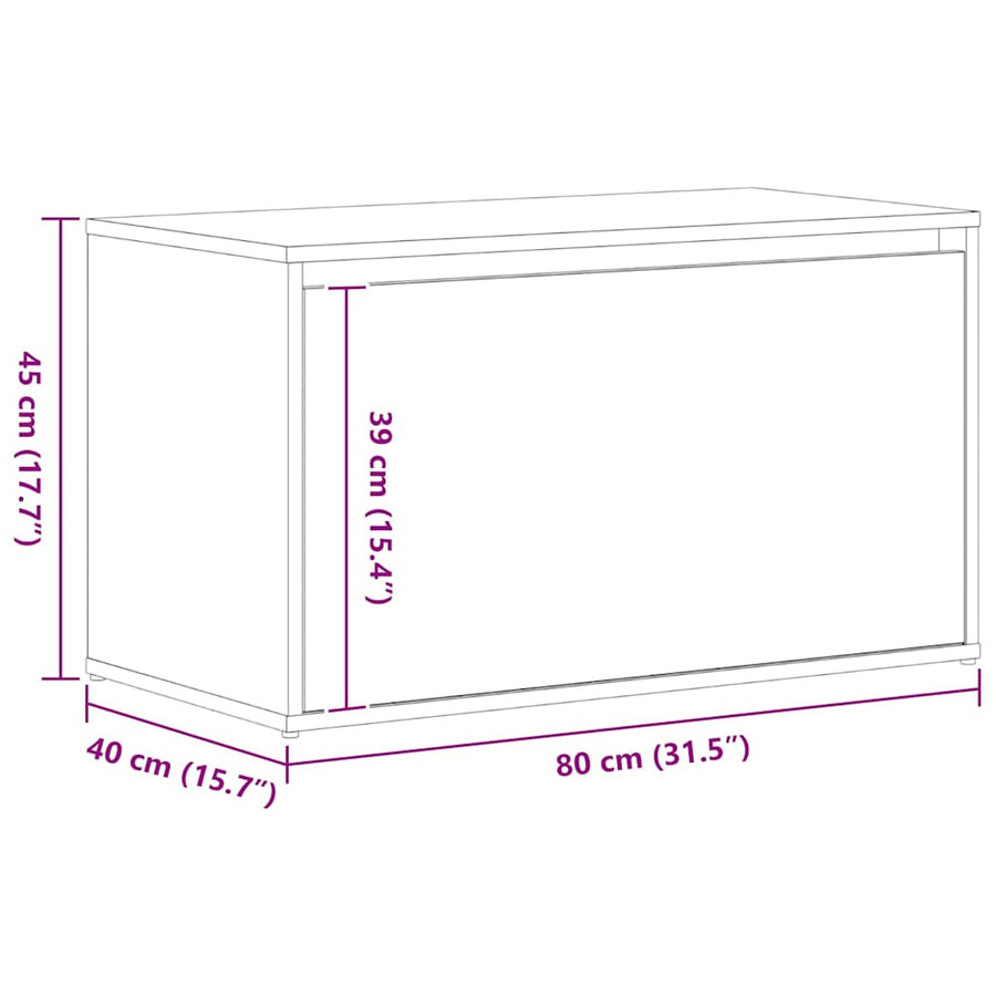 Halbank met lade Zwart Eiken 80 x 40 x 45 cm Bewerkt hout