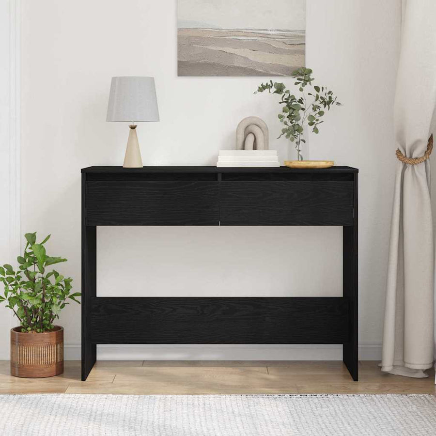 Wandtafel met lade Zwart Eiken 100 x 35 x 76,5 cm Bewerkt hout