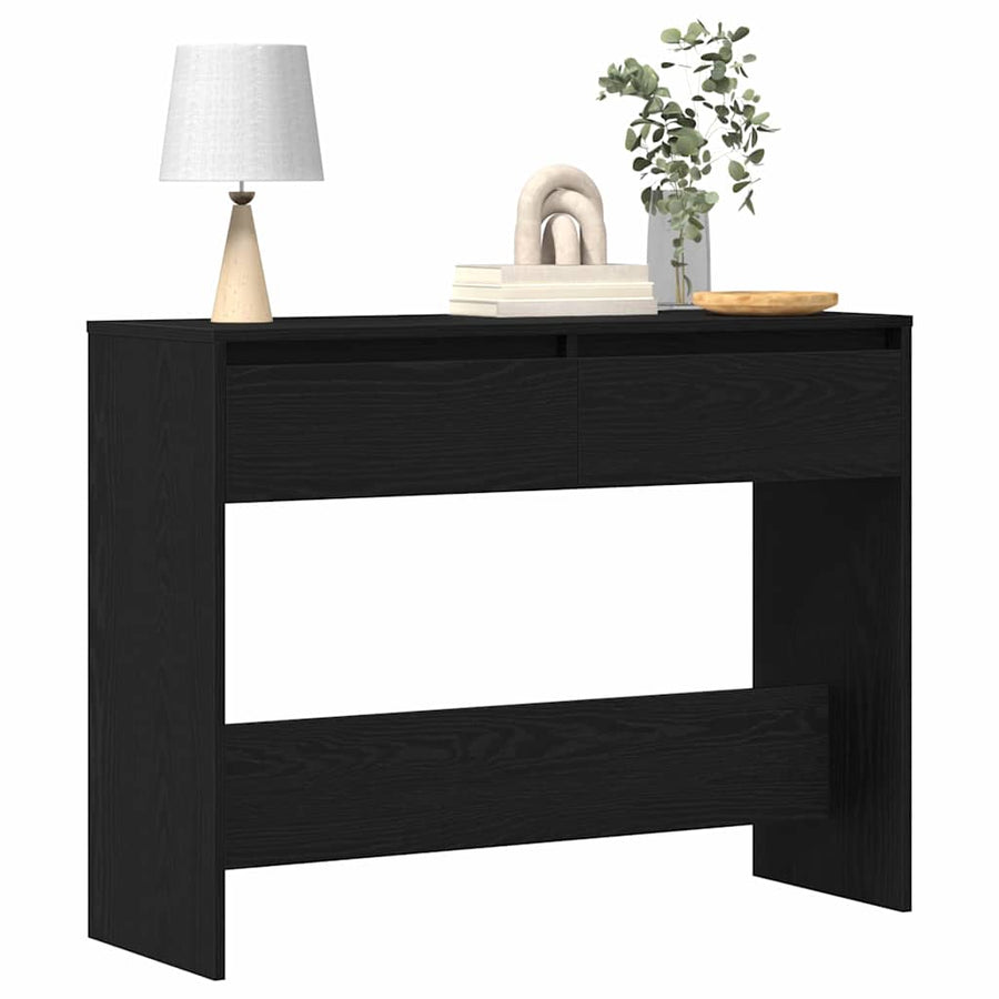 Wandtafel met lade Zwart Eiken 100 x 35 x 76,5 cm Bewerkt hout