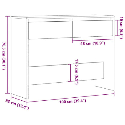 Wandtafel met lade Zwart Eiken 100 x 35 x 76,5 cm Bewerkt hout