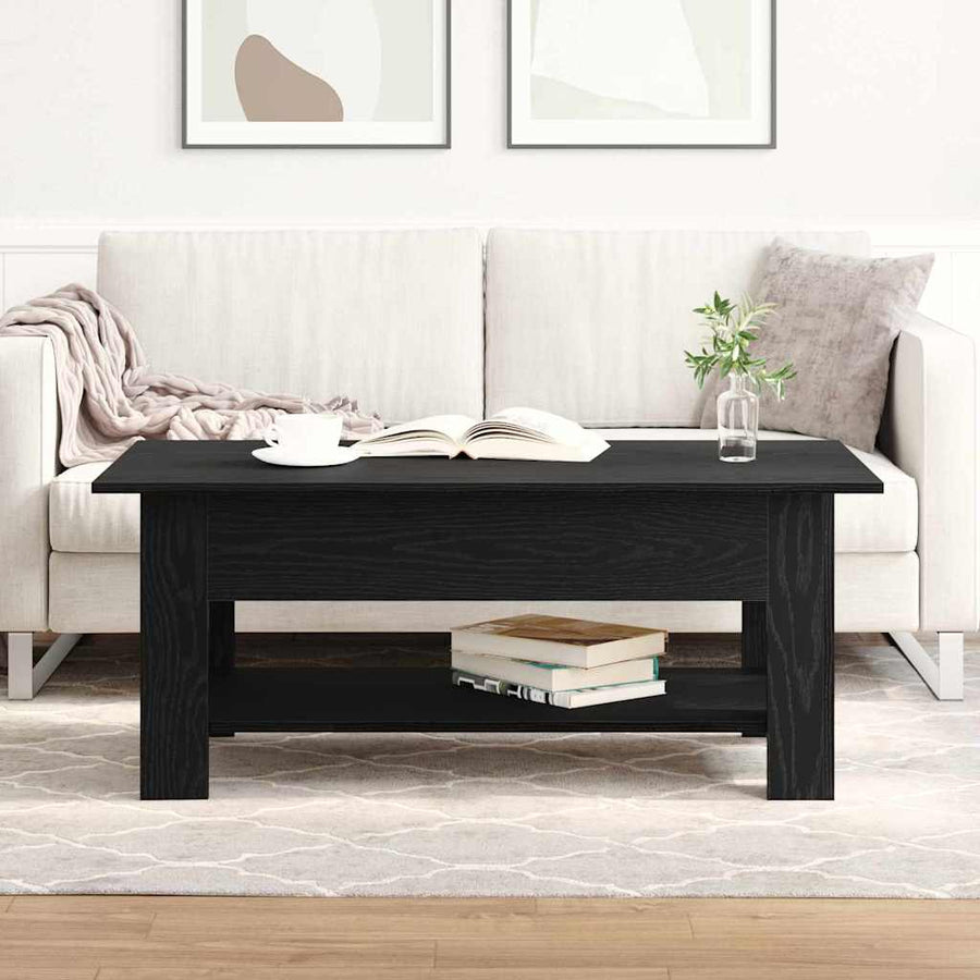 Salontafel Zwart Eiken 102 x 55 x 42 cm Bewerkt hout