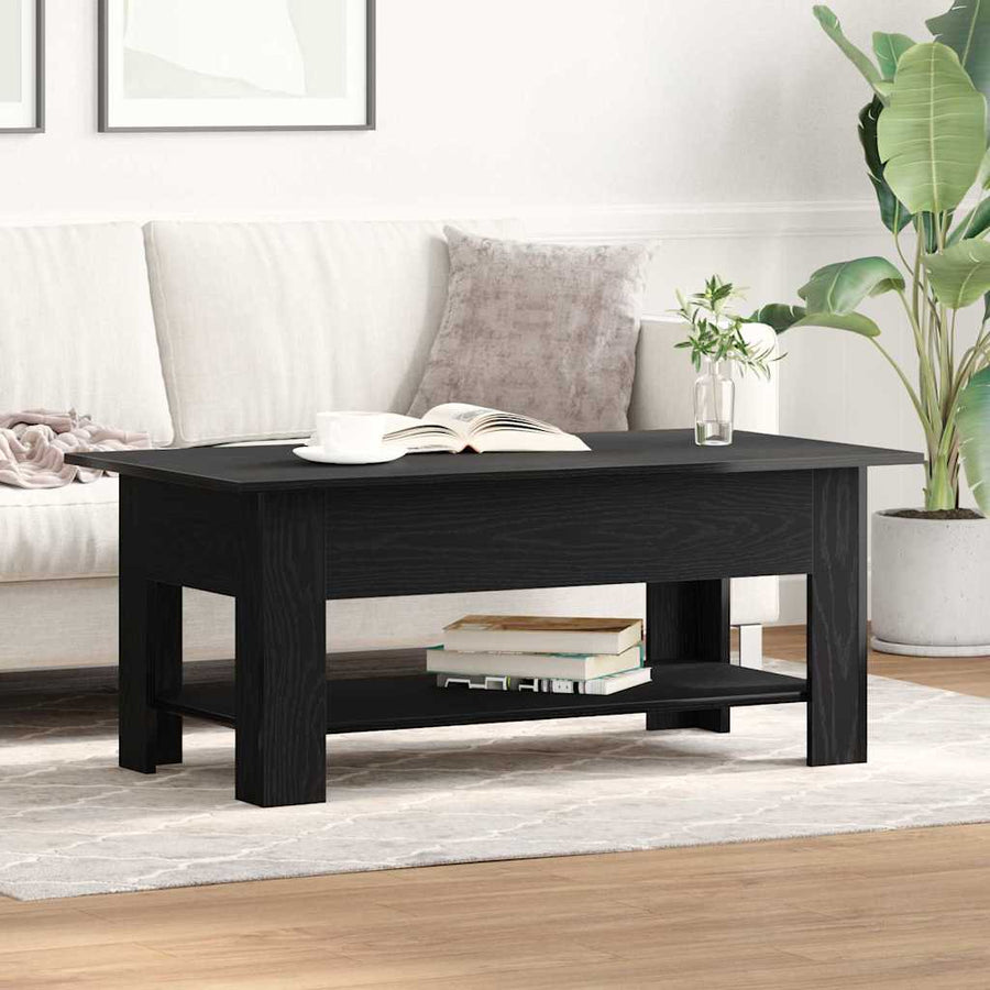 Salontafel Zwart Eiken 102 x 55 x 42 cm Bewerkt hout