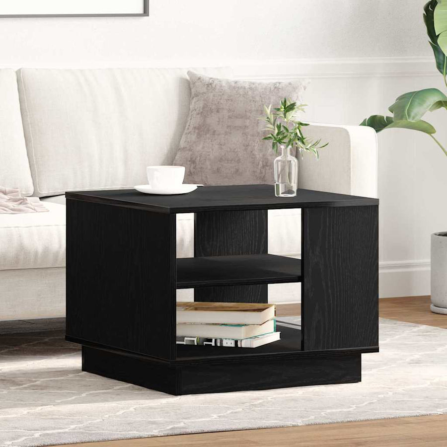 Salontafel Zwart Eiken 55 x 55 x 42 cm Bewerkt hout