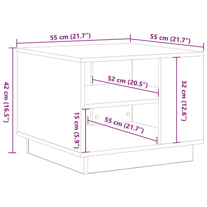 Salontafel Zwart Eiken 55 x 55 x 42 cm Bewerkt hout
