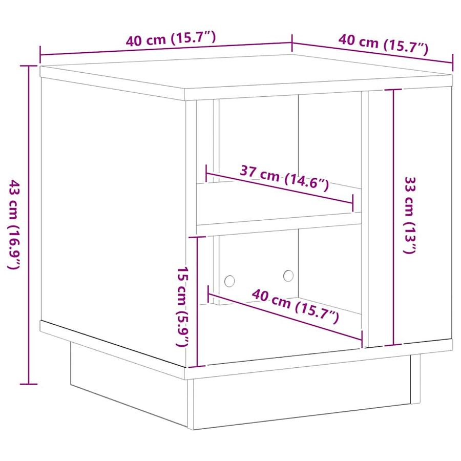 Salontafel Zwart Eiken 40 x 40 x 43 cm Bewerkt hout