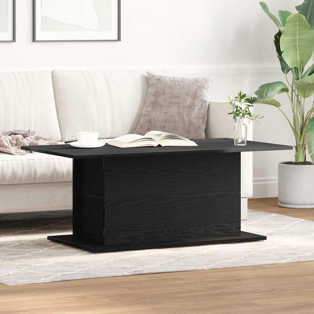 Salontafel Zwart Eiken 102 x 55,5 x 40 cm Bewerkt hout