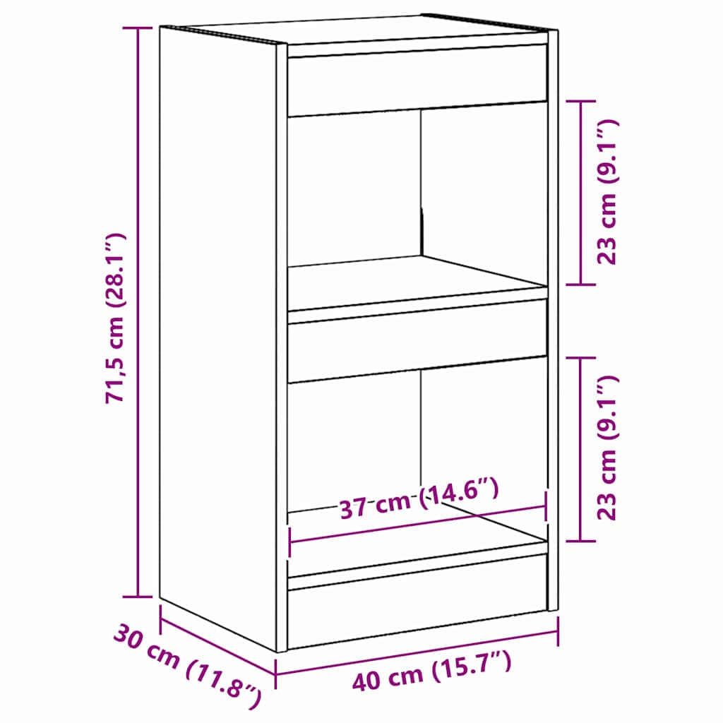 Boekenkast Zwart Eiken 40 x 30 x 71,5 cm Bewerkt hout
