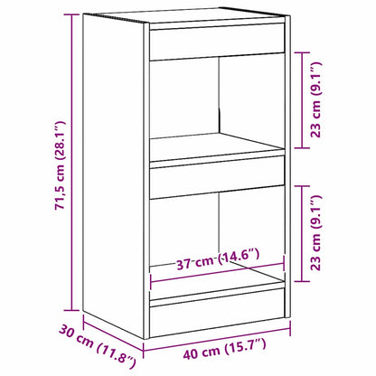 Boekenkast Zwart Eiken 40 x 30 x 71,5 cm Bewerkt hout