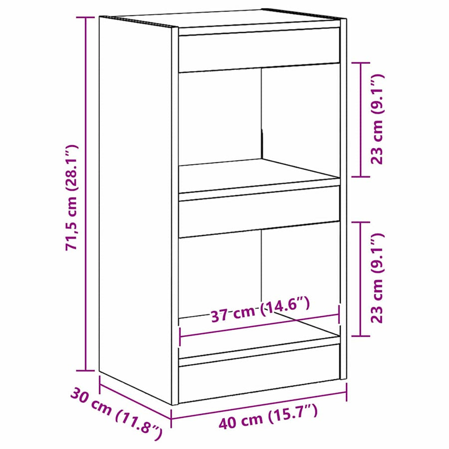 Boekenkast Zwart Eiken 40 x 30 x 71,5 cm Bewerkt hout