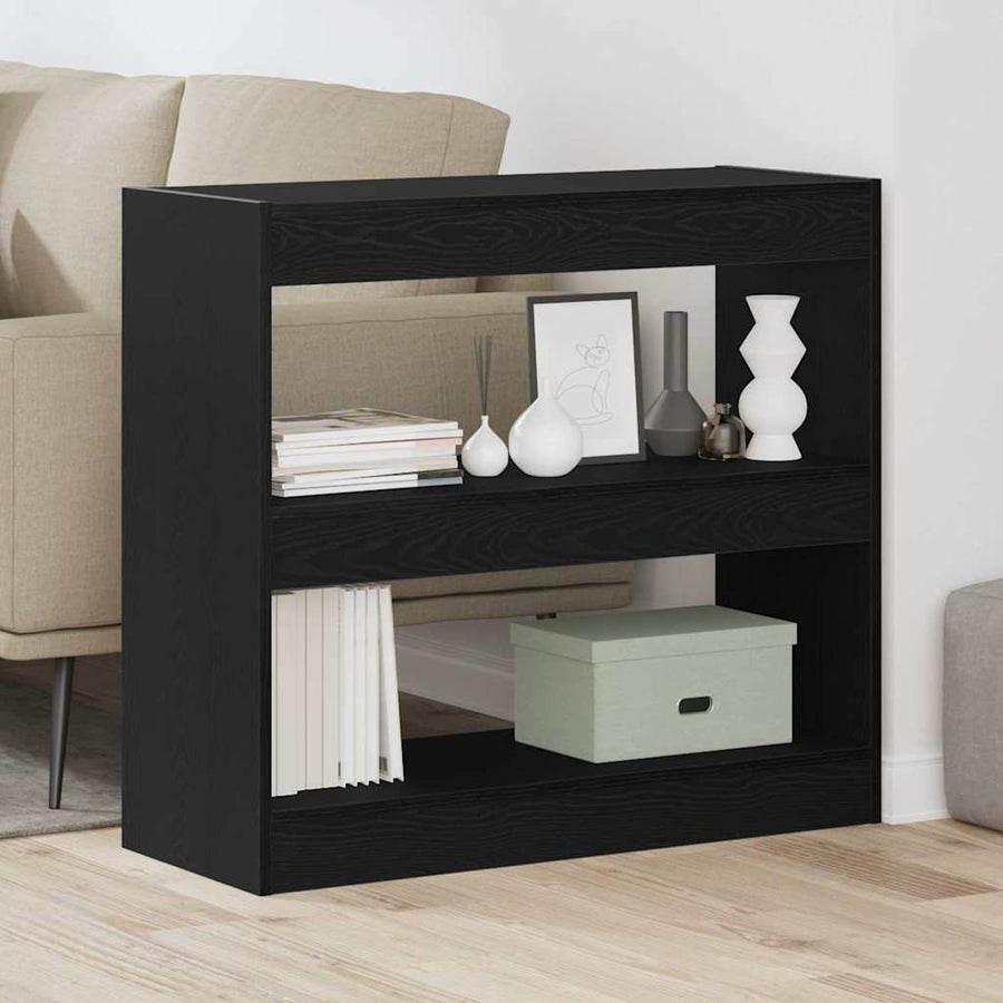 Boekenkast 2 pcs Zwart Eiken 80 x 30 x 72 cm Bewerkt hout