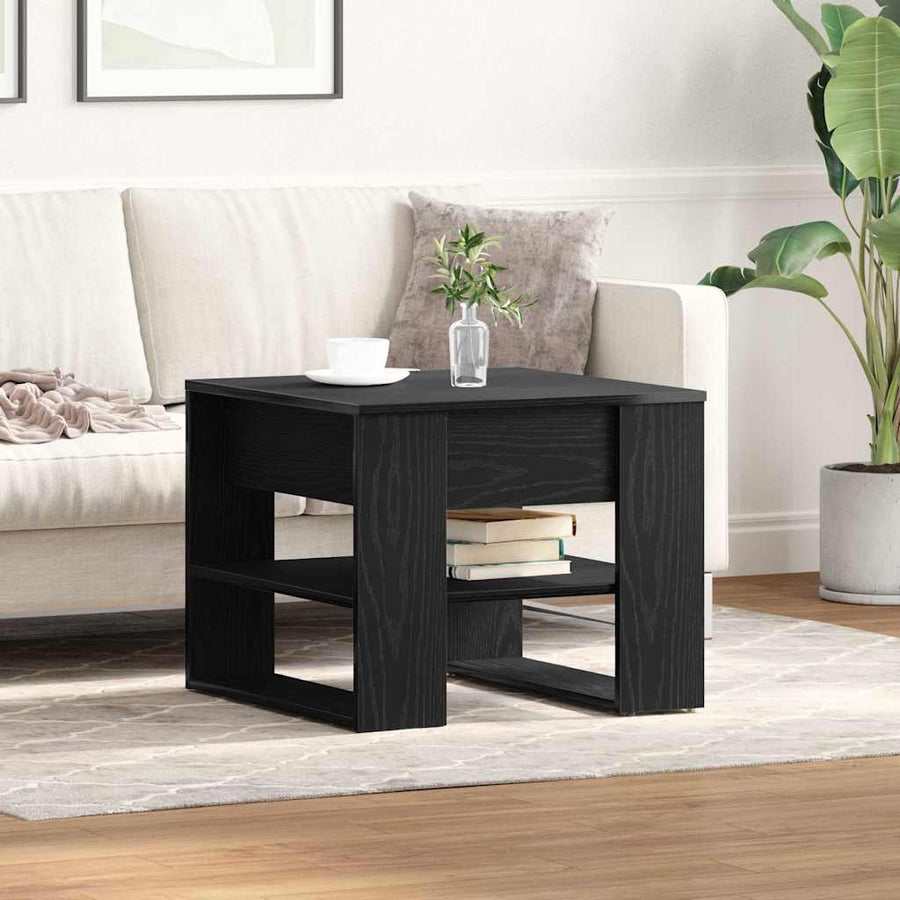 Salontafel Zwart Eiken 55,5 x 55 x 45 cm Bewerkt hout