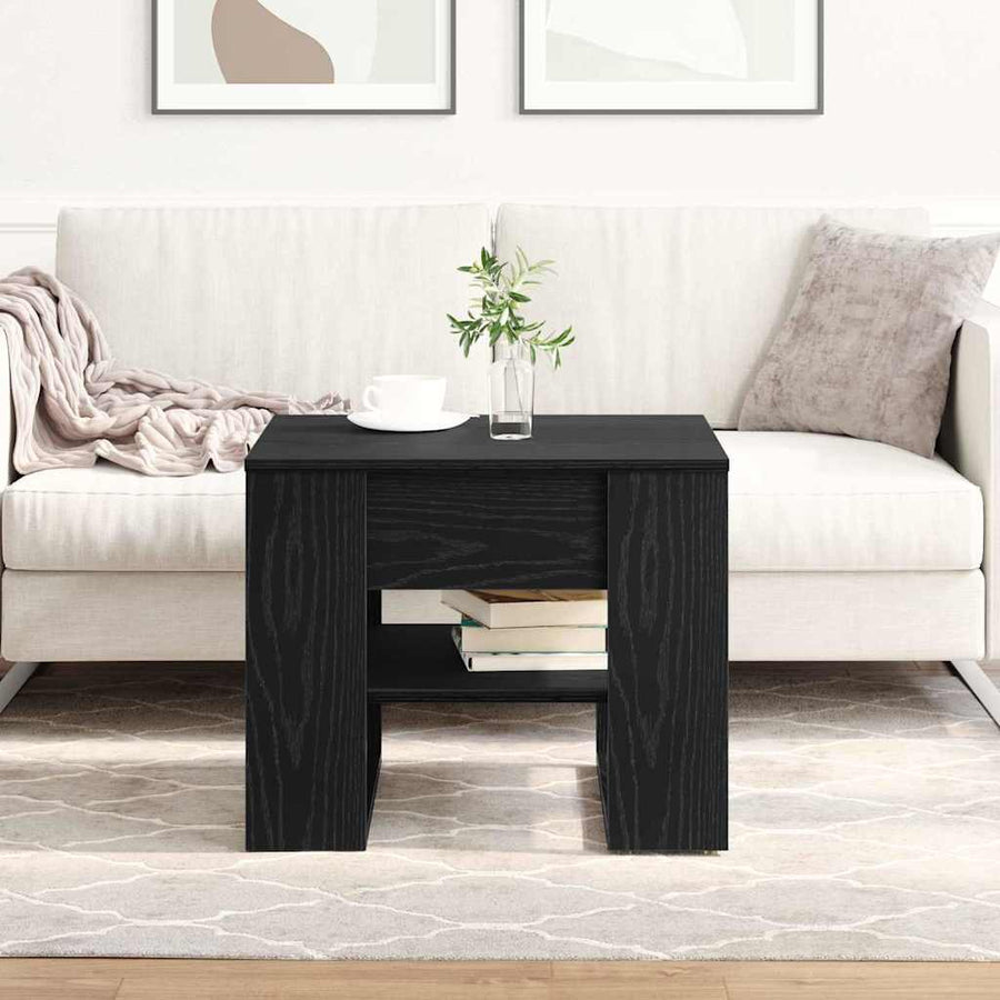 Salontafel Zwart Eiken 55,5 x 55 x 45 cm Bewerkt hout