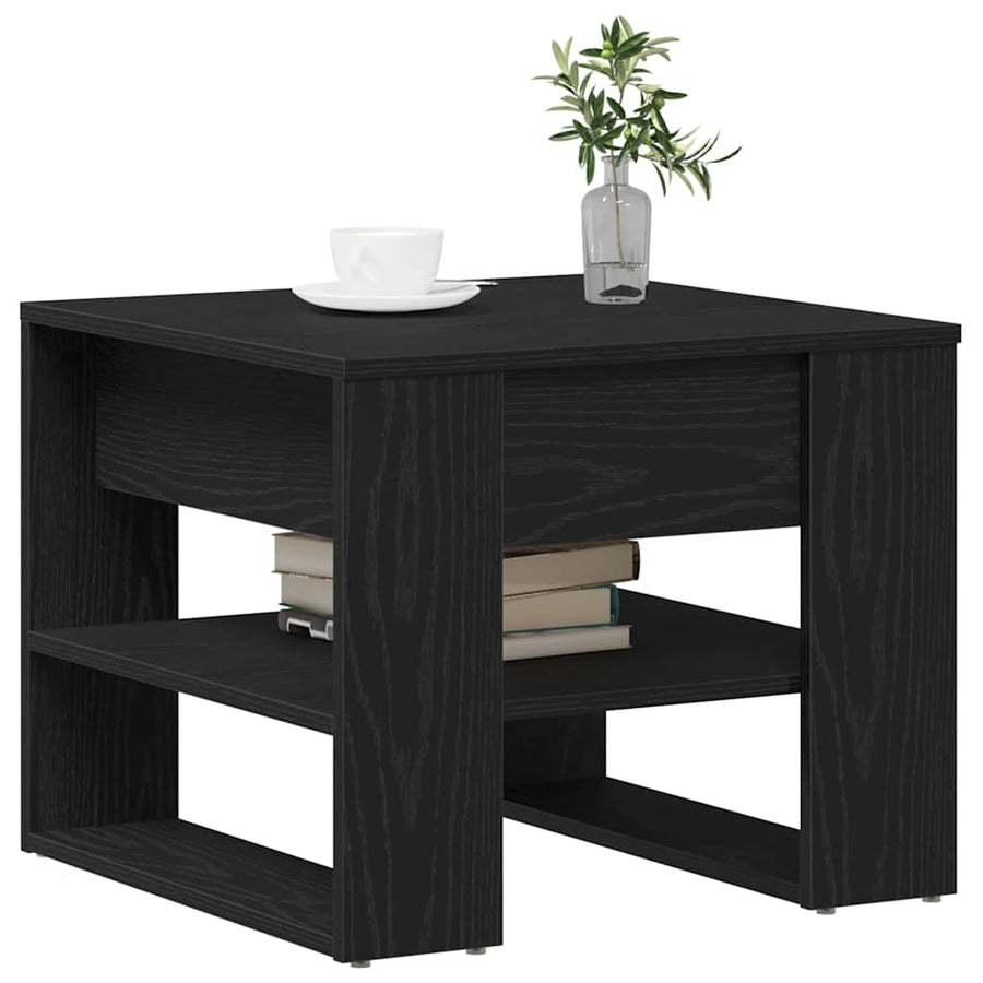 Salontafel Zwart Eiken 55,5 x 55 x 45 cm Bewerkt hout