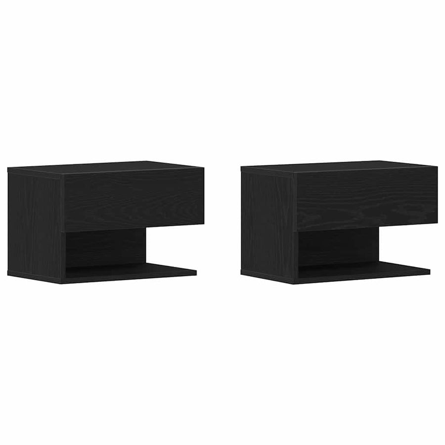 Nachtkastje 2 pcs Zwart Eiken 46 x 30 x 30 cm Bewerkt hout
