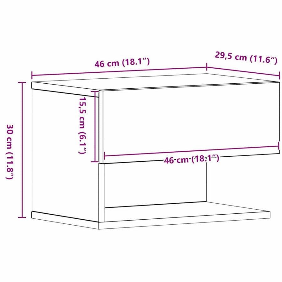 Nachtkastje 2 pcs Zwart Eiken 46 x 30 x 30 cm Bewerkt hout