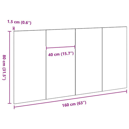 Bed Hoofdbord Zwart Eiken 160 x 1.5 x 80.5 cm Bewerkt hout