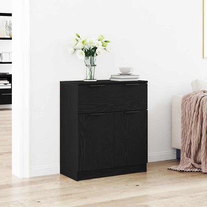 Dressoir met lade Zwart Eiken 60 x 30 x 70 cm Bewerkt hout