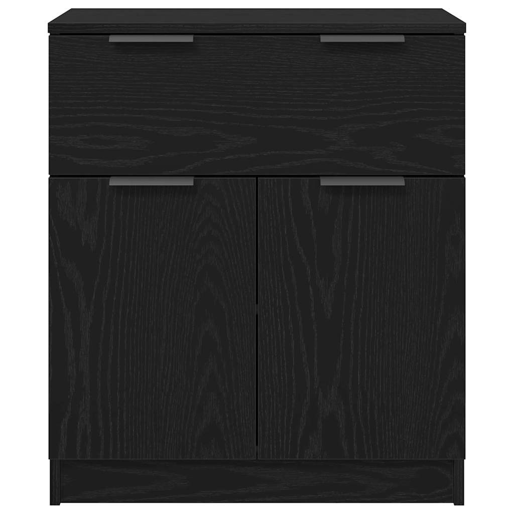 Dressoir met lade Zwart Eiken 60 x 30 x 70 cm Bewerkt hout